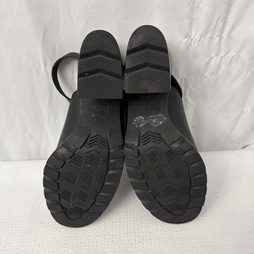Sorel Sandals Black Leather Women’s Size 7.5 Nadia Slingback Chunky Heel - Picture 11 of 11